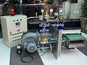 Temperature control cabinet with automatic ignition system and hot air exhaust fan control