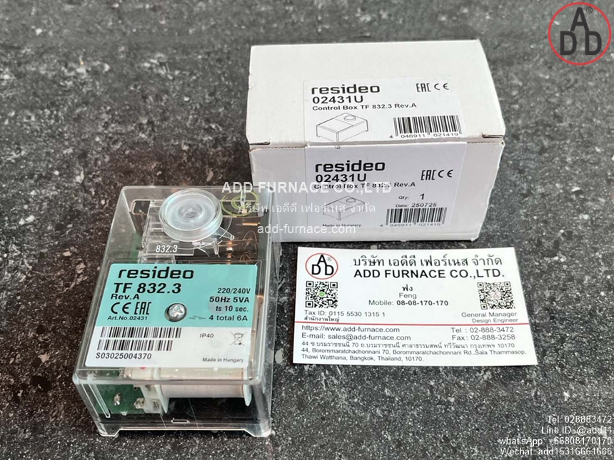 resideo TF 832.3 Rev.A - บริษัท เอดีดี เฟอร์เนส จำกัด