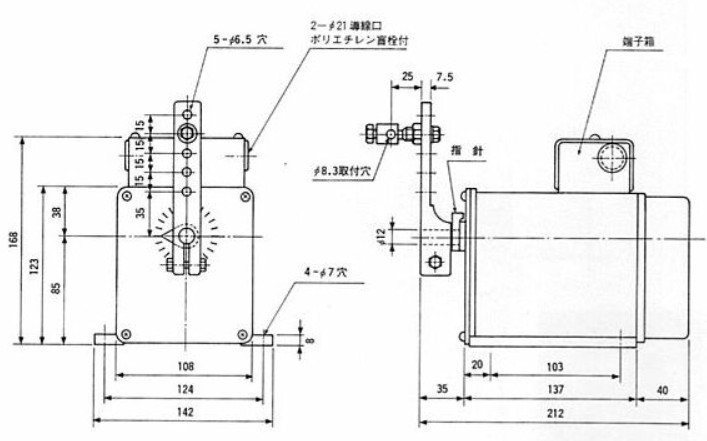 Control Motor Model CM-101TPH/L Diemension